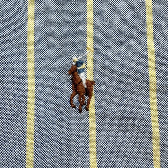Vintage Ralph Lauren Blake Blue Striped Short Sleeve Button Down Shirt Mens L - Picture 6 of 8